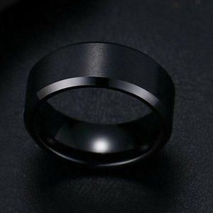 New Men's 8mm Black Titanium Stainless Steel Band